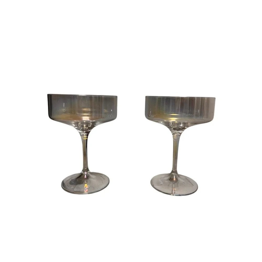 NWT Anthropologie Iridescent Morgan Coupe‎ Glasses Set of 2 Cocktail Barware